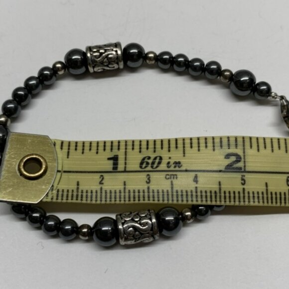 Black Glass Beads And Steel Necklace, Bracelet And Earrings Set - Picture 5 of 5